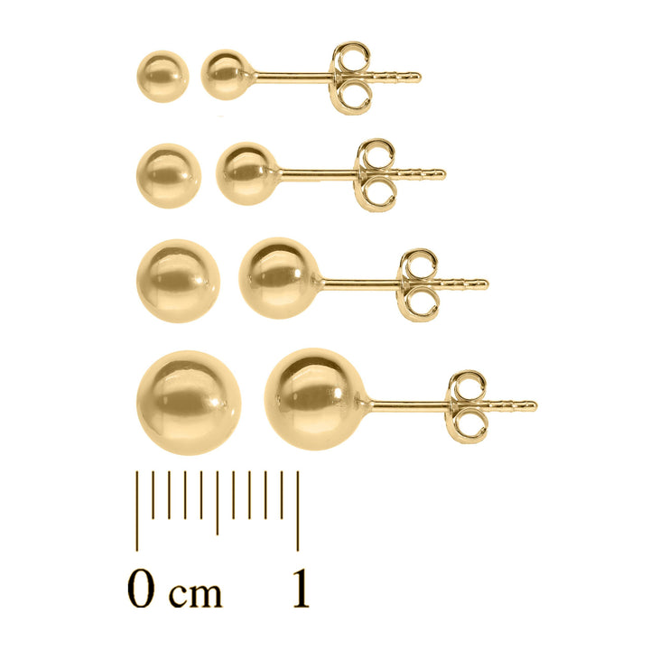 9ct Yellow Gold Ball Stud Earrings 3 – 8mm
