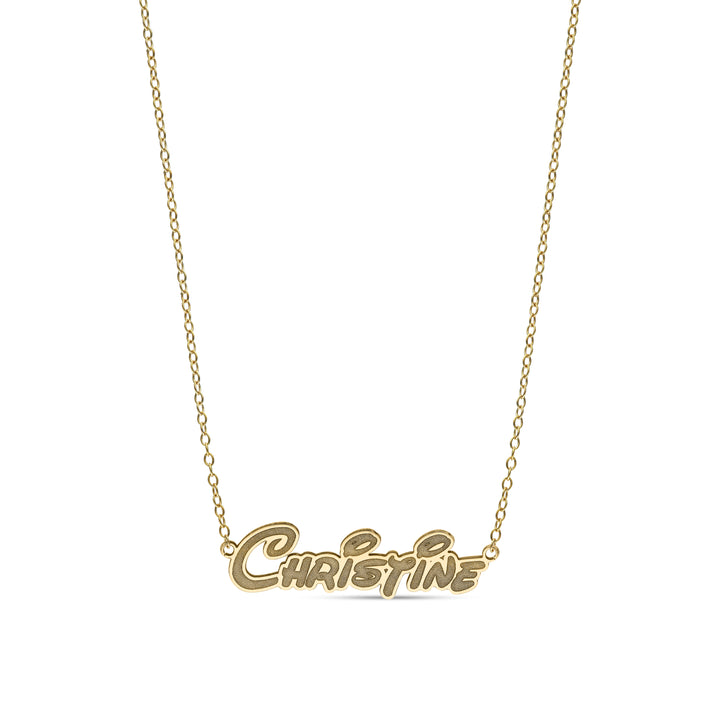 Personalised 9ct Yellow Gold Neverland Font Name Necklace