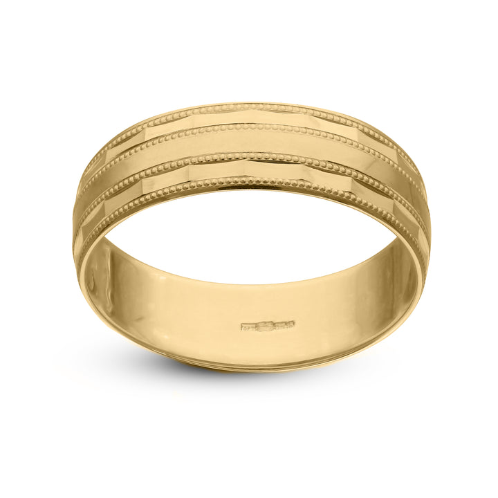9ct Gold Wedding Rings, Yellow gold wedding set, Diamond cut on edge