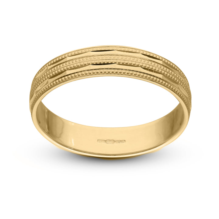 9ct Gold Wedding Rings, Yellow gold wedding set, Diamond cut on edge