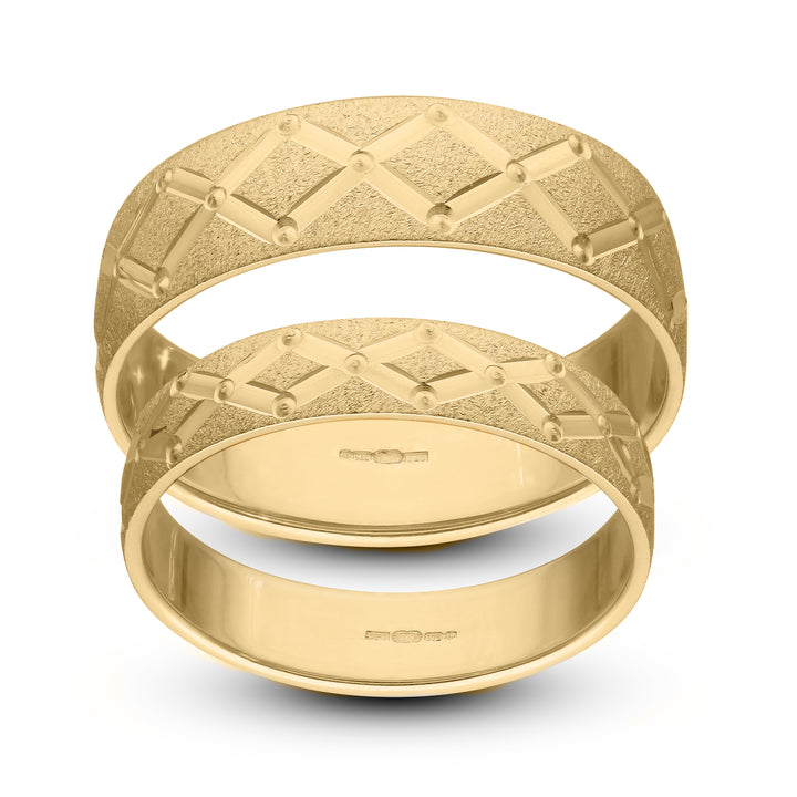 9ct Gold Wedding Rings Set, Gold Wedding Bands