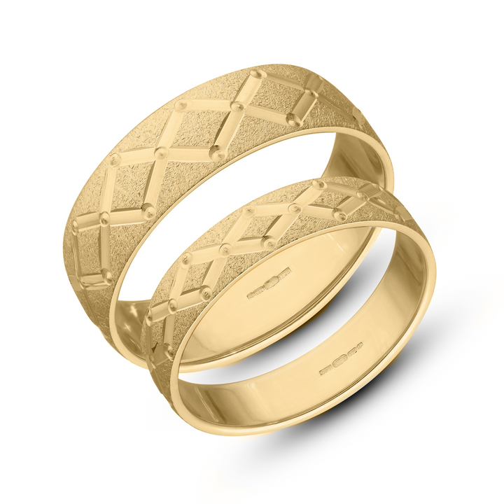 9ct Gold Wedding Rings Set, Gold Wedding Bands