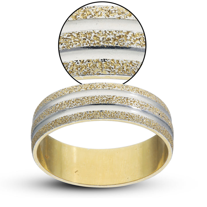 9ct Gold Personalised Yellow Gold Wedding Bands, Moon Dust and Rhodium Effect