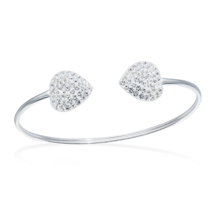Mother's Day 925 Silver Bangle, Mum, Sister, Hearts Bracelet with Crystal's for Special Occasion