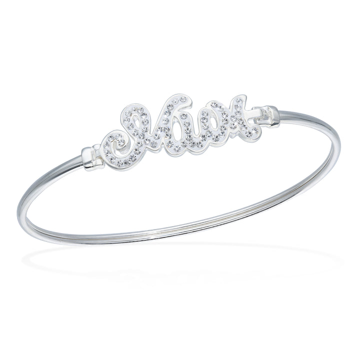 Mother's Day 925 Silver Bangle, Mum, Sister, Hearts Bracelet with Crystal's for Special Occasion