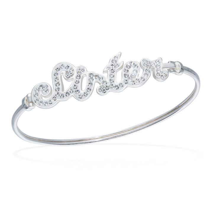 Mother's Day 925 Silver Bangle, Mum, Sister, Hearts Bracelet with Crystal's for Special Occasion