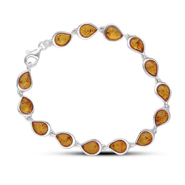 Sterling Silver Bracelet with Amber, Perfect Bracelet Gift for Special Occasion