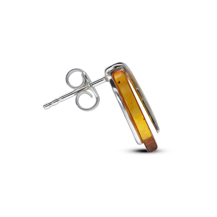 Sterling Silver Amber Earrings – Studs & Drops | Hearts, Leaves, Round & Oval Designs