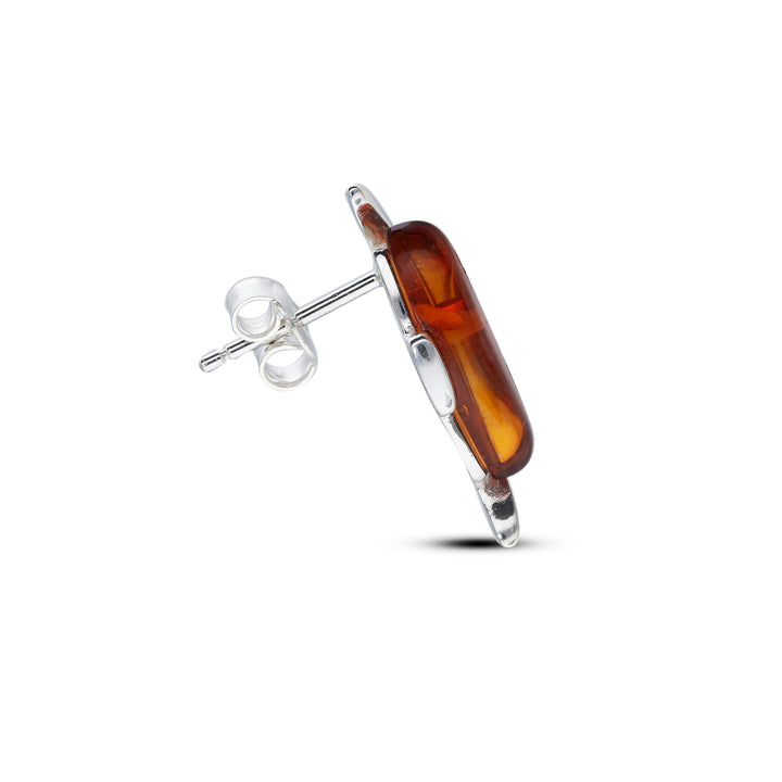 Sterling Silver Amber Earrings – Studs & Drops | Hearts, Leaves, Round & Oval Designs