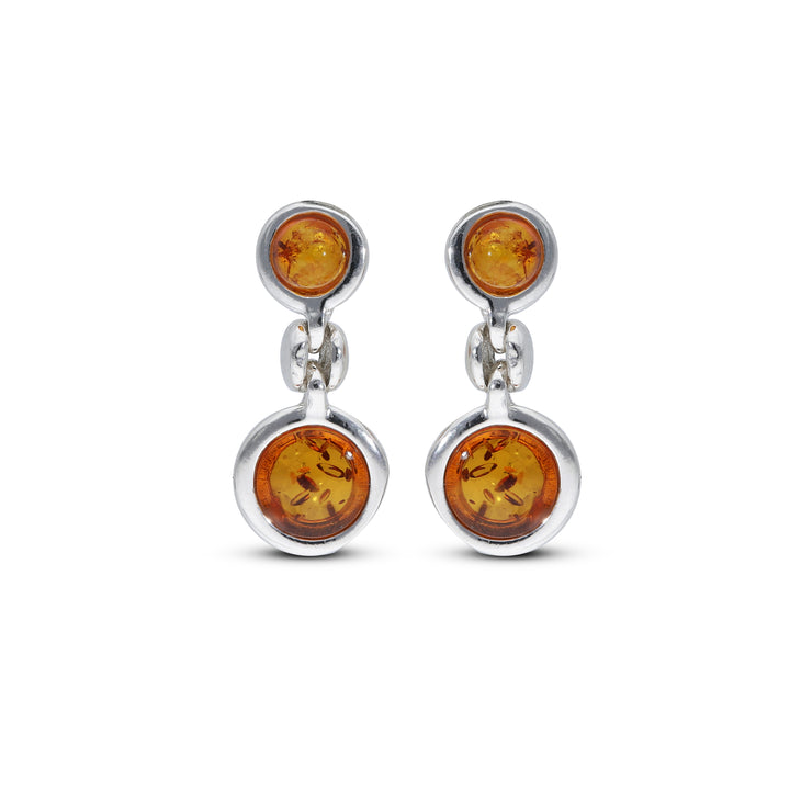 Sterling Silver Amber Earrings – Studs & Drops | Hearts, Leaves, Round & Oval Designs