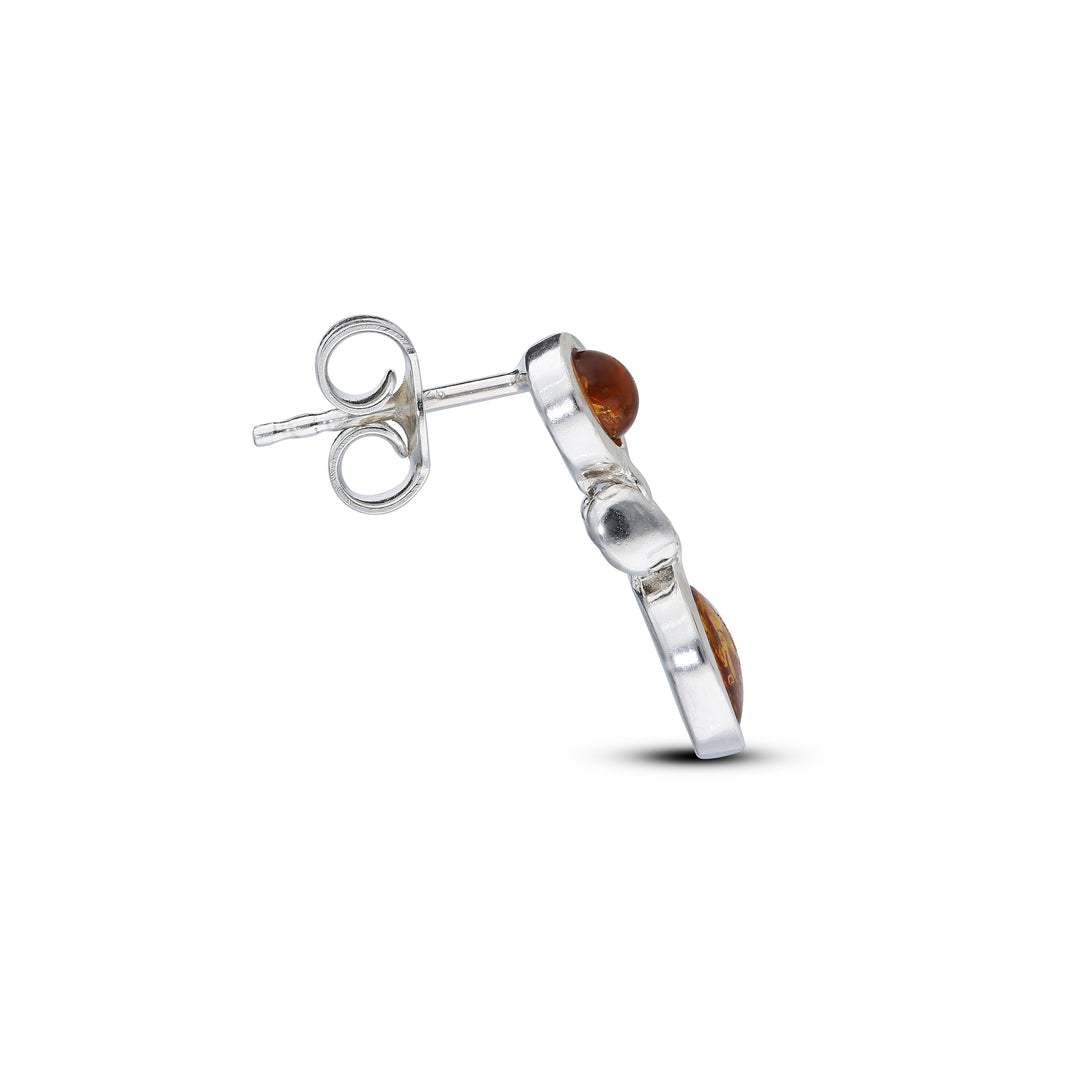 Sterling Silver Amber Earrings – Studs & Drops | Hearts, Leaves, Round & Oval Designs