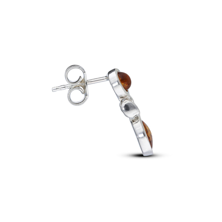 Sterling Silver Amber Earrings – Studs & Drops | Hearts, Leaves, Round & Oval Designs