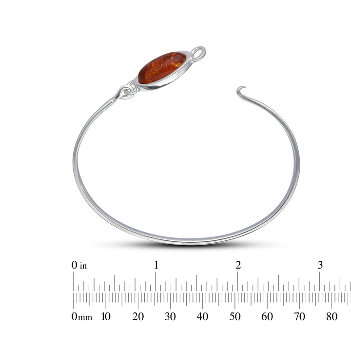 Sterling Silver Amber Bangle, Adult Bracelet for Special Occasion