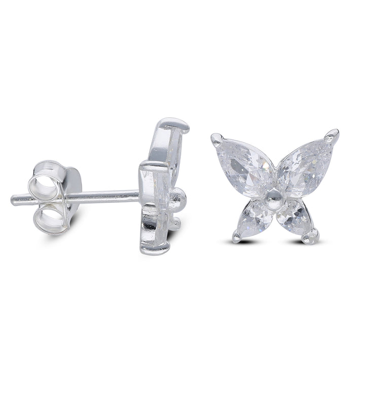 925 Sterling Silver Stud Earrings, Mix, Crystal, Shell, Flower, Butterfly, Cube