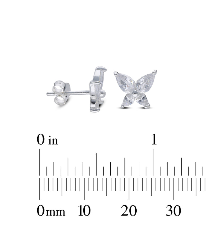 925 Sterling Silver Stud Earrings, Mix, Crystal, Shell, Flower, Butterfly, Cube