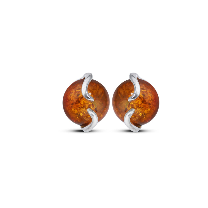 Sterling Silver Amber Earrings – Studs & Drops | Hearts, Leaves, Round & Oval Designs