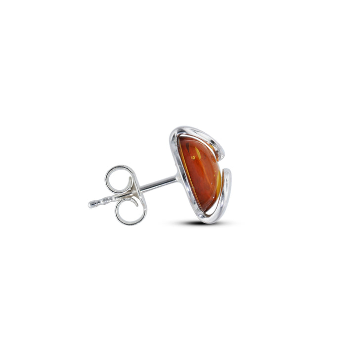 Sterling Silver Amber Earrings – Studs & Drops | Hearts, Leaves, Round & Oval Designs