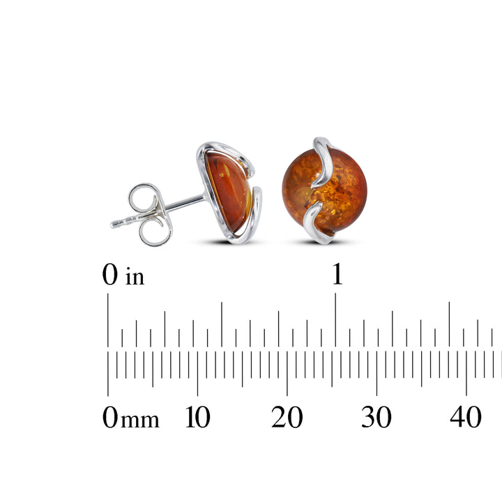 Sterling Silver Amber Earrings – Studs & Drops | Hearts, Leaves, Round & Oval Designs