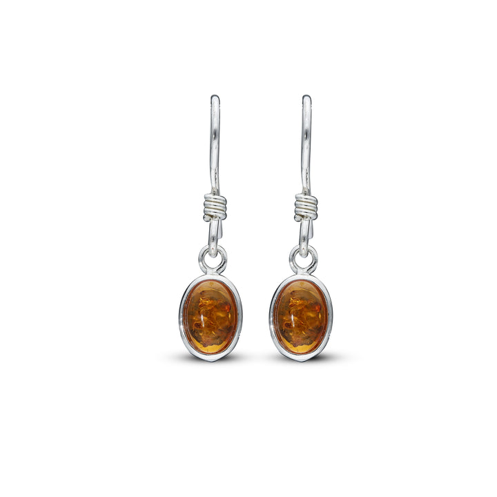 Sterling Silver Amber Earrings – Studs & Drops | Hearts, Leaves, Round & Oval Designs