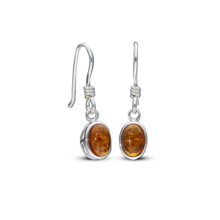Sterling Silver Amber Earrings – Studs & Drops | Hearts, Leaves, Round & Oval Designs