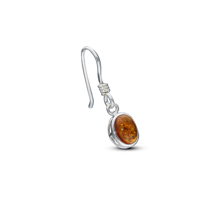 Sterling Silver Amber Earrings – Studs & Drops | Hearts, Leaves, Round & Oval Designs