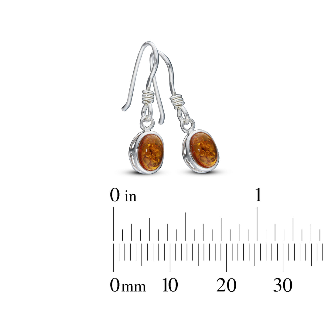 Sterling Silver Amber Earrings – Studs & Drops | Hearts, Leaves, Round & Oval Designs