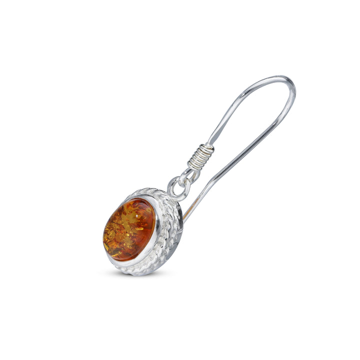Sterling Silver Amber Earrings – Studs & Drops | Hearts, Leaves, Round & Oval Designs