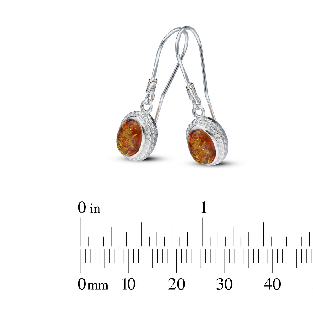 Sterling Silver Amber Earrings – Studs & Drops | Hearts, Leaves, Round & Oval Designs