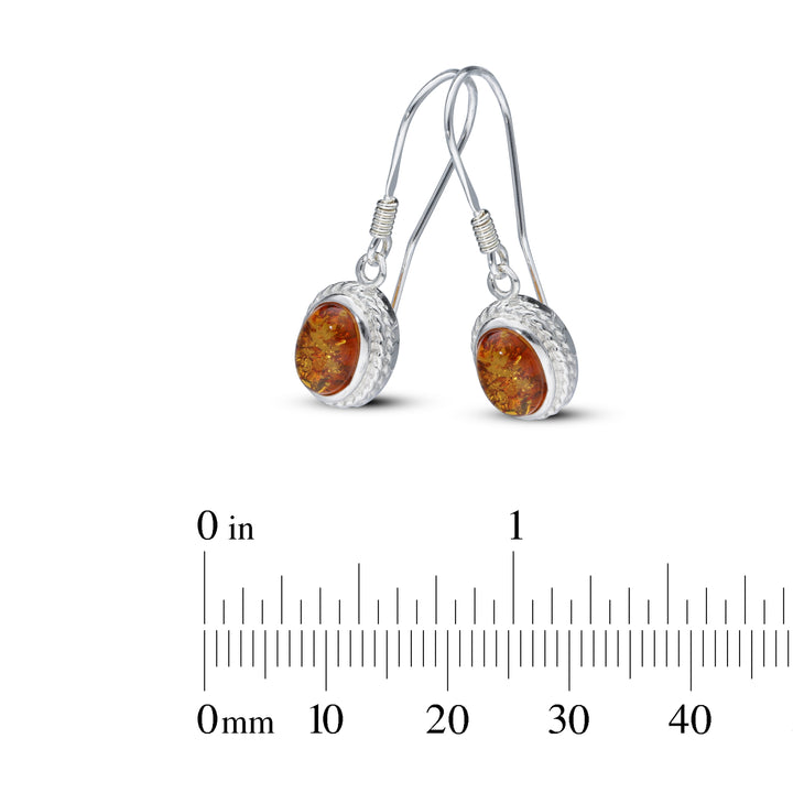 Sterling Silver Amber Earrings – Studs & Drops | Hearts, Leaves, Round & Oval Designs