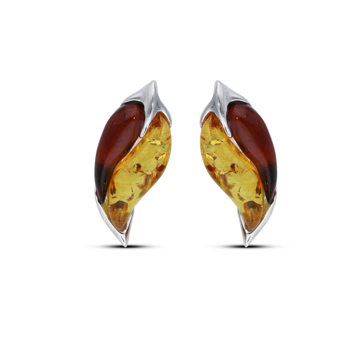Sterling Silver Amber Earrings – Studs & Drops | Hearts, Leaves, Round & Oval Designs