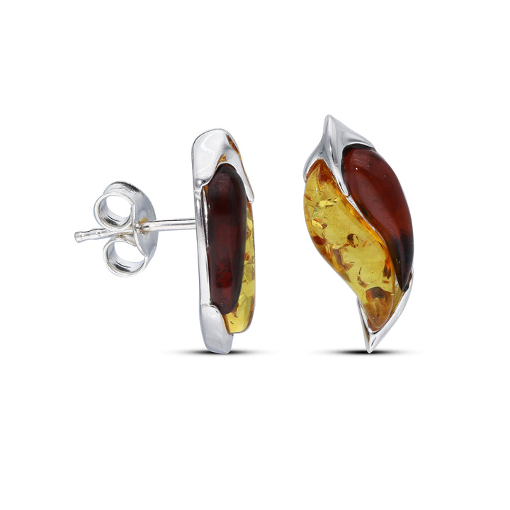 Sterling Silver Amber Earrings – Studs & Drops | Hearts, Leaves, Round & Oval Designs