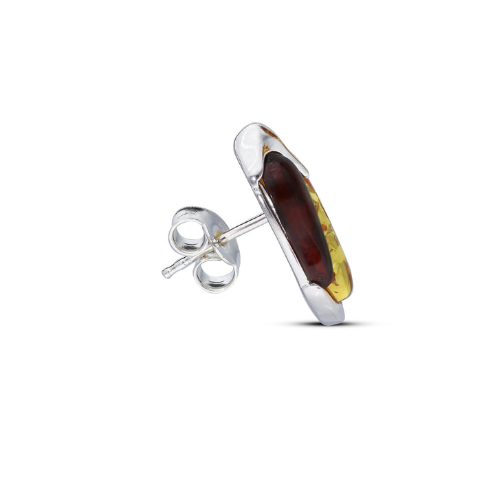 Sterling Silver Amber Earrings – Studs & Drops | Hearts, Leaves, Round & Oval Designs