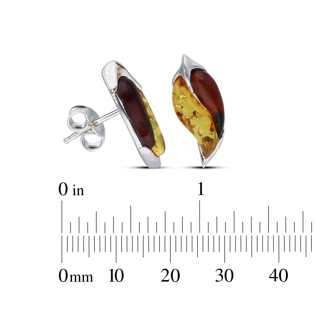 Sterling Silver Amber Earrings – Studs & Drops | Hearts, Leaves, Round & Oval Designs