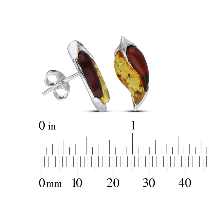 Sterling Silver Amber Earrings – Studs & Drops | Hearts, Leaves, Round & Oval Designs
