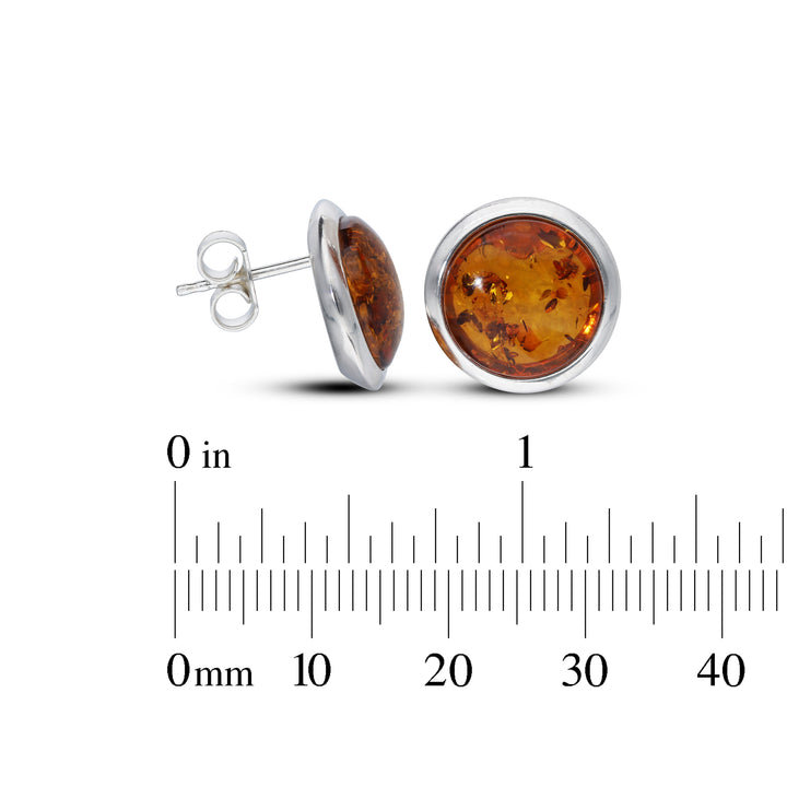 Sterling Silver Amber Earrings – Studs & Drops | Hearts, Leaves, Round & Oval Designs