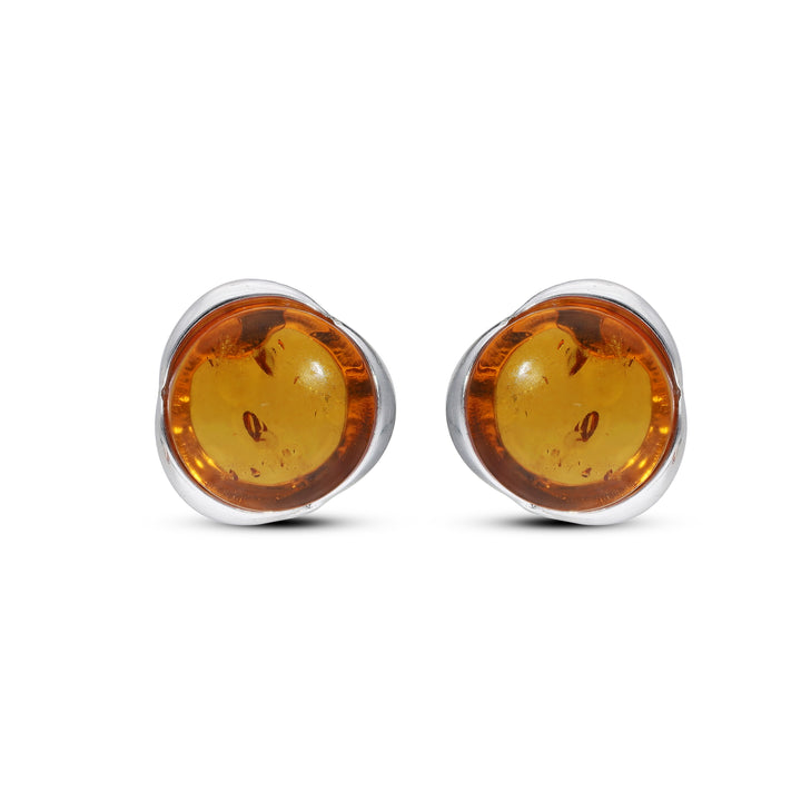Sterling Silver Amber Earrings – Studs & Drops | Hearts, Leaves, Round & Oval Designs