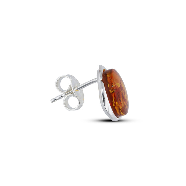 Sterling Silver Amber Earrings – Studs & Drops | Hearts, Leaves, Round & Oval Designs