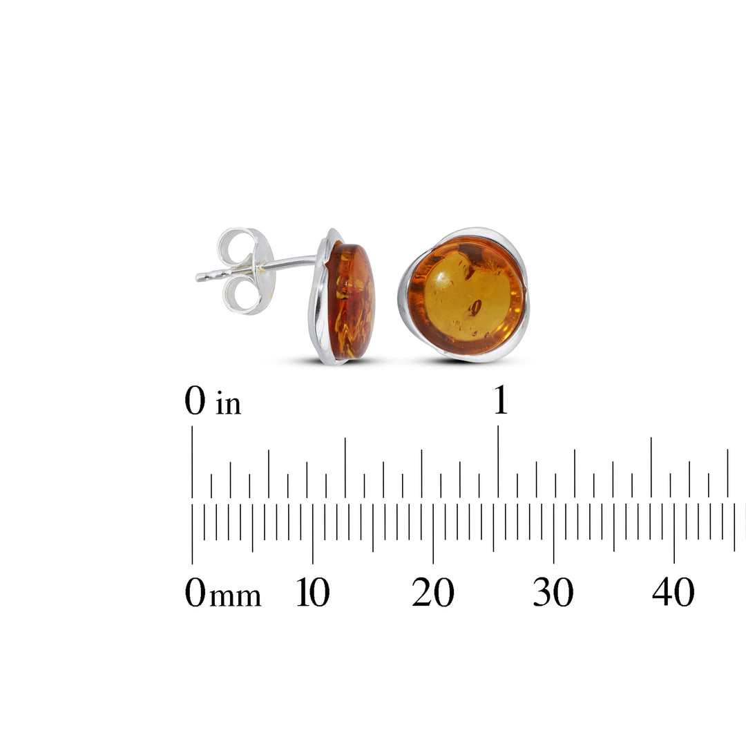Sterling Silver Amber Earrings – Studs & Drops | Hearts, Leaves, Round & Oval Designs