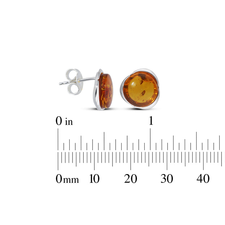 Sterling Silver Amber Earrings – Studs & Drops | Hearts, Leaves, Round & Oval Designs