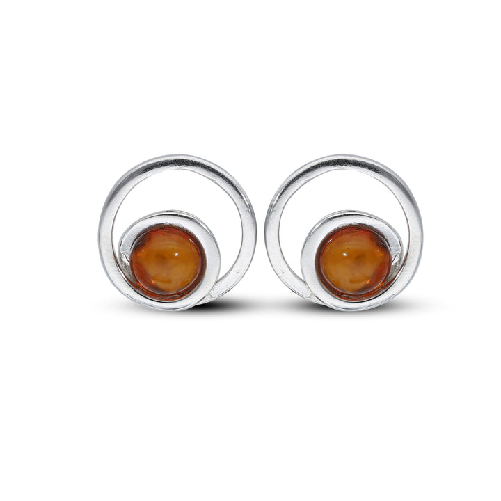 Sterling Silver Amber Earrings – Studs & Drops | Hearts, Leaves, Round & Oval Designs