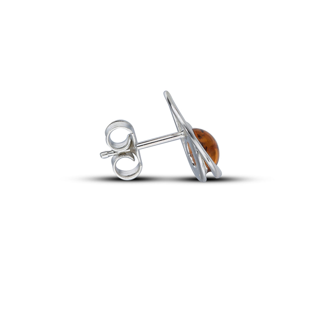 Sterling Silver Amber Earrings – Studs & Drops | Hearts, Leaves, Round & Oval Designs