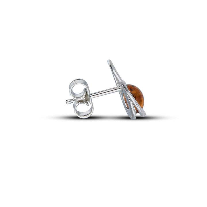 Sterling Silver Amber Earrings – Studs & Drops | Hearts, Leaves, Round & Oval Designs