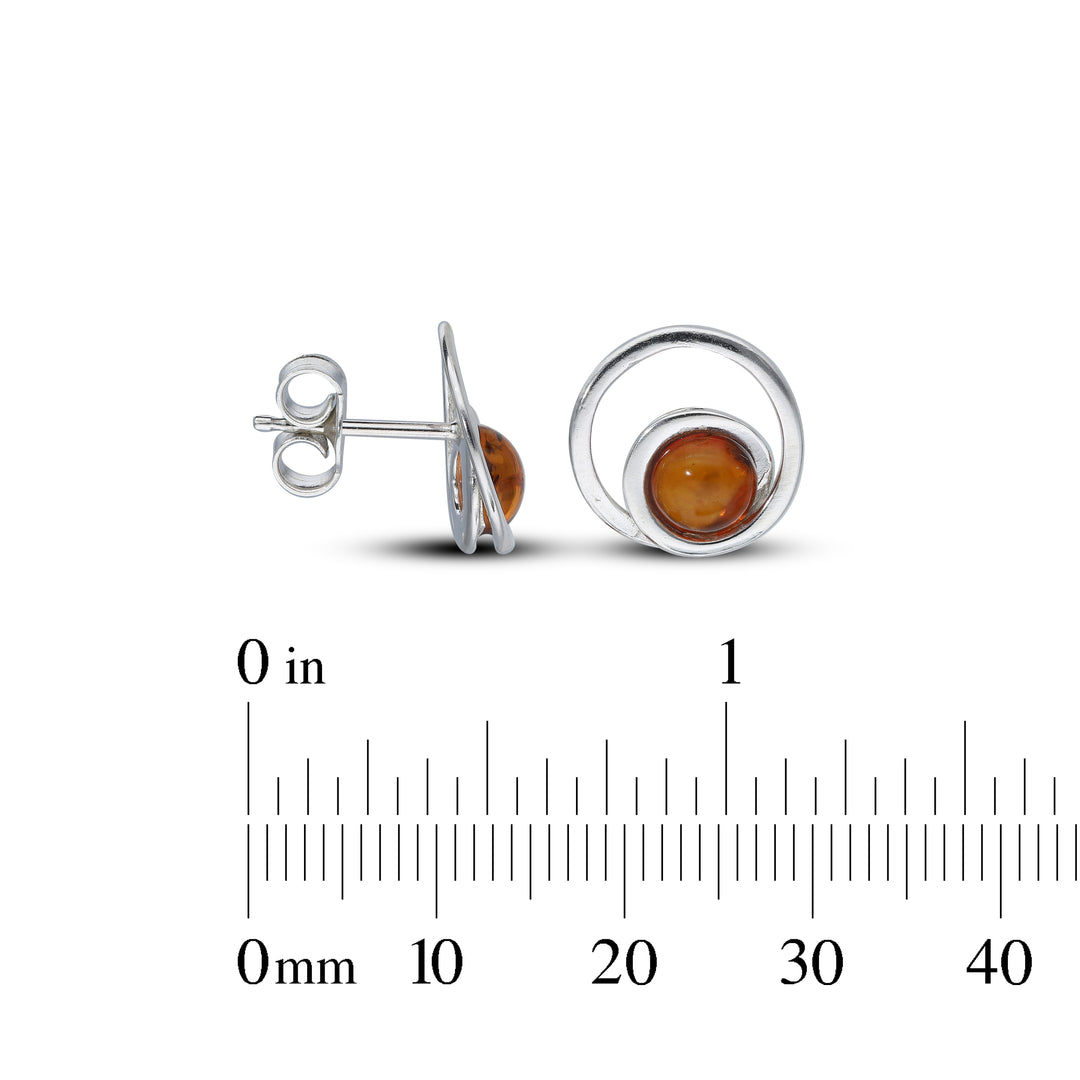 Sterling Silver Amber Earrings – Studs & Drops | Hearts, Leaves, Round & Oval Designs