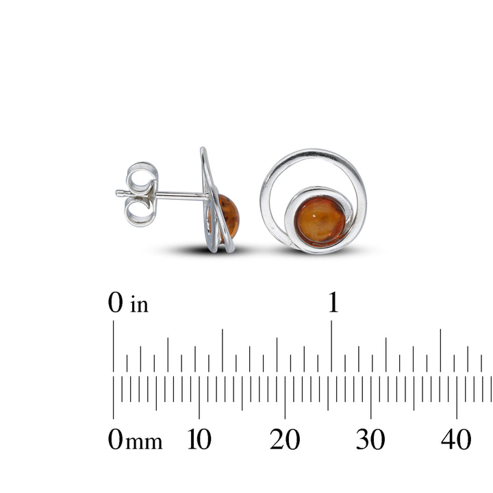 Sterling Silver Amber Earrings – Studs & Drops | Hearts, Leaves, Round & Oval Designs