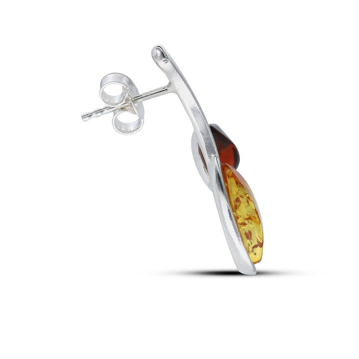 Sterling Silver Amber Earrings – Studs & Drops | Hearts, Leaves, Round & Oval Designs