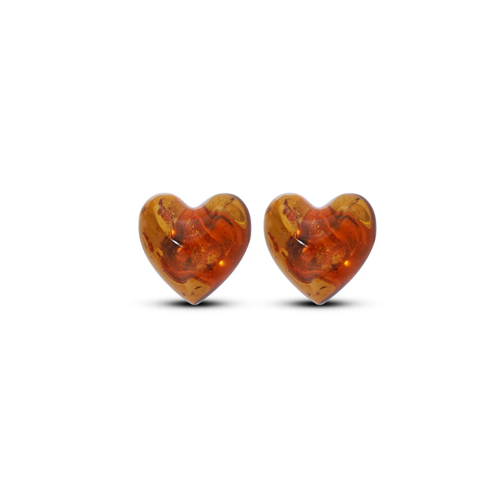 Sterling Silver Amber Earrings – Studs & Drops | Hearts, Leaves, Round & Oval Designs