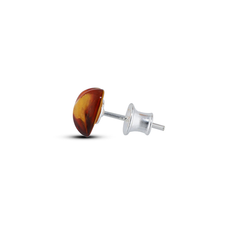 Sterling Silver Amber Earrings – Studs & Drops | Hearts, Leaves, Round & Oval Designs