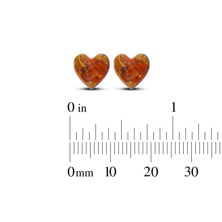 Sterling Silver Amber Earrings – Studs & Drops | Hearts, Leaves, Round & Oval Designs