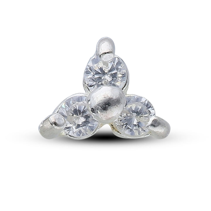 Sterling Silver Cubic Triangle And Heart Stud Earrings