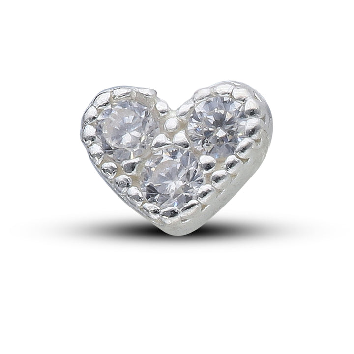 Sterling Silver Cubic Triangle And Heart Stud Earrings